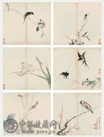 王雪涛 1938年作 鸟虫花卉 册页(10开) 设色纸本