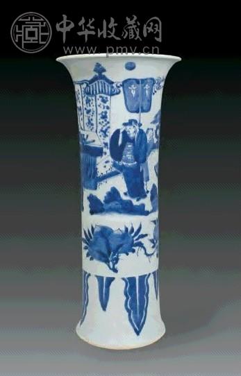 顺治 青花人物故事纹凤尾尊