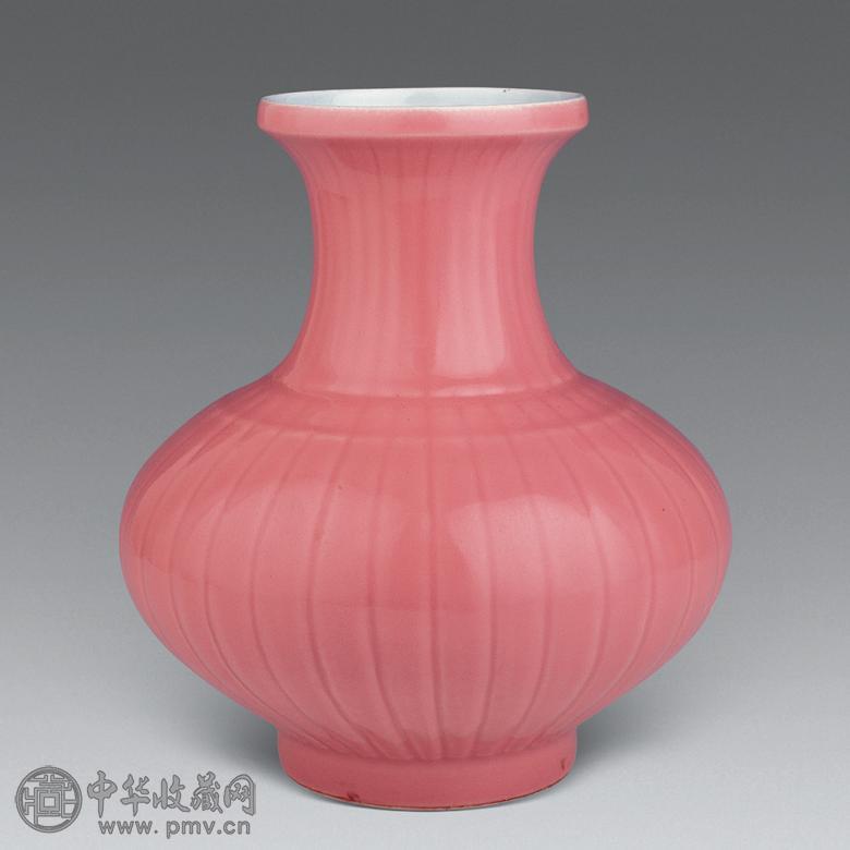 民国 桃花红鱼篓尊