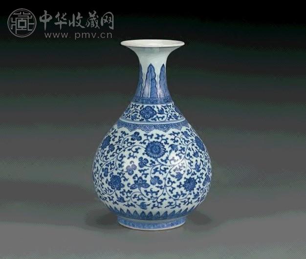 清雍正 青花缠枝莲纹玉壶春瓶