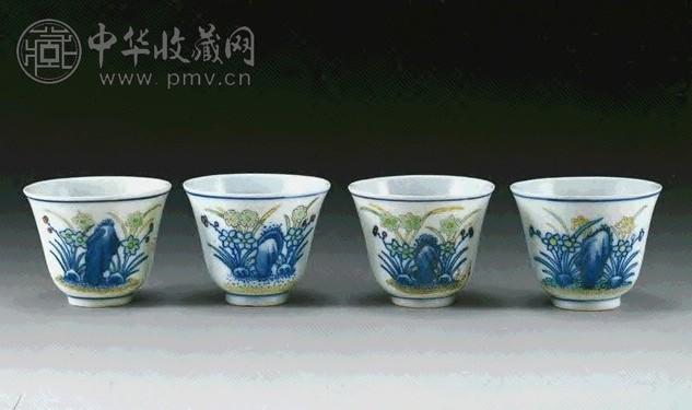 清光绪 斗彩花卉小杯(4件)