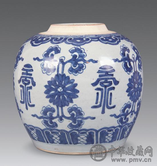 清康熙 青花寿字纹罐