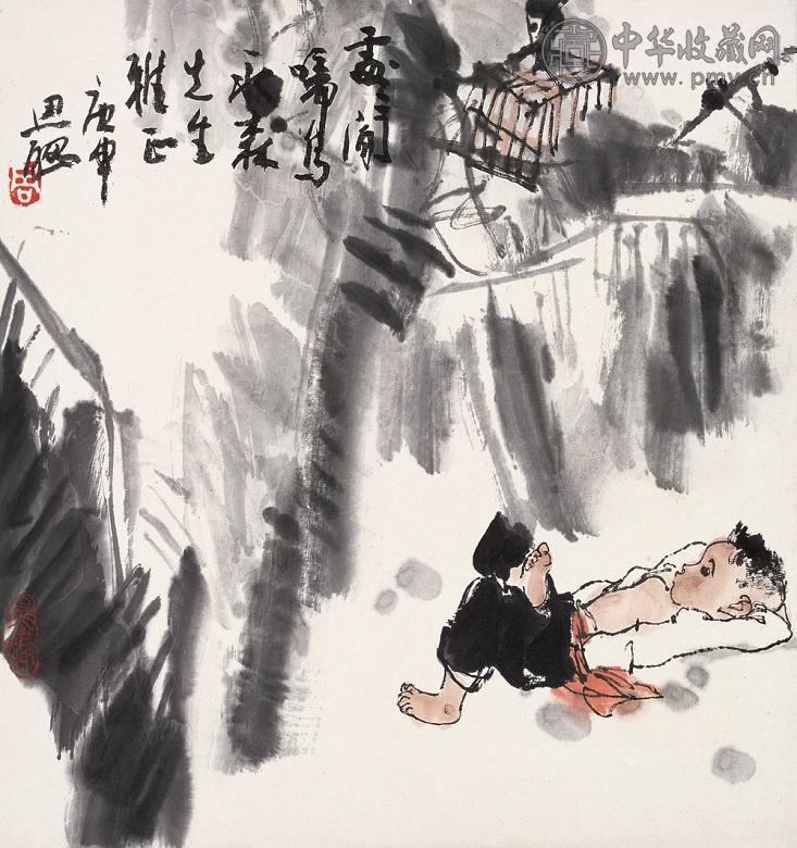 周思聪 1980年作 处处闻啼鸟 立轴 设色纸本
