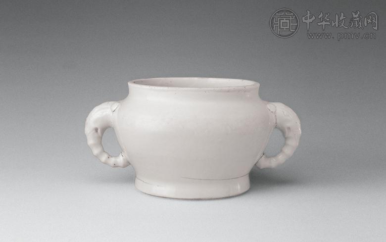 明中期 白釉象耳炉