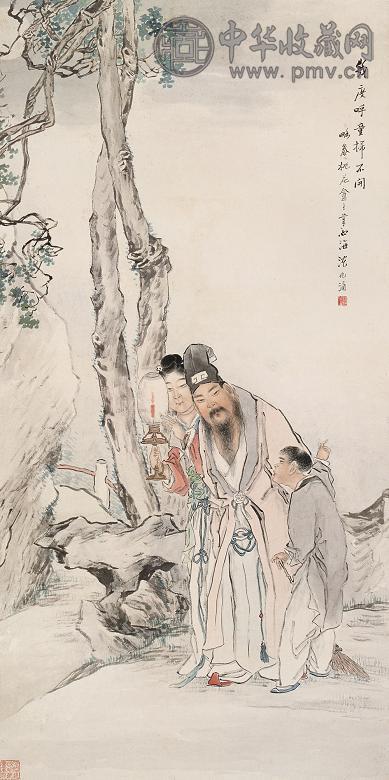 沈心海 几度呼童扫不开 立轴 设色纸本