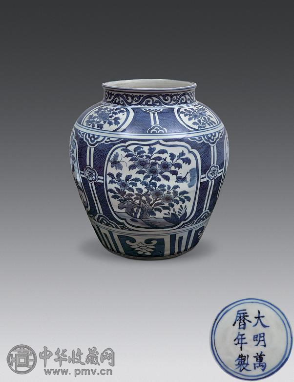 明万历 青花花鸟纹大罐