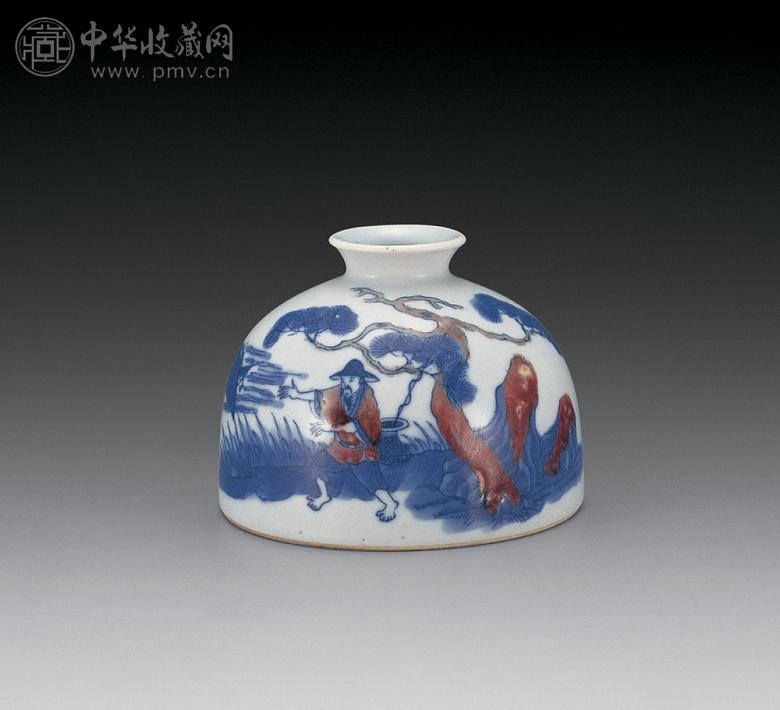 清光绪 青花釉里红人物太白尊