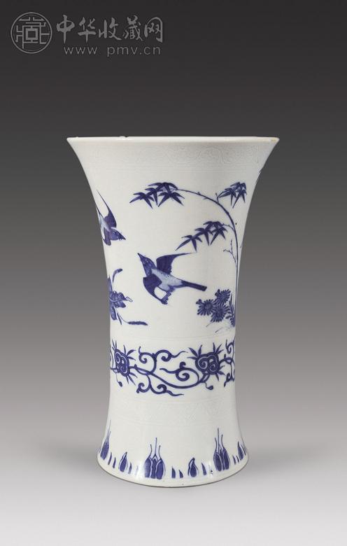 清 青花花鸟纹花觚