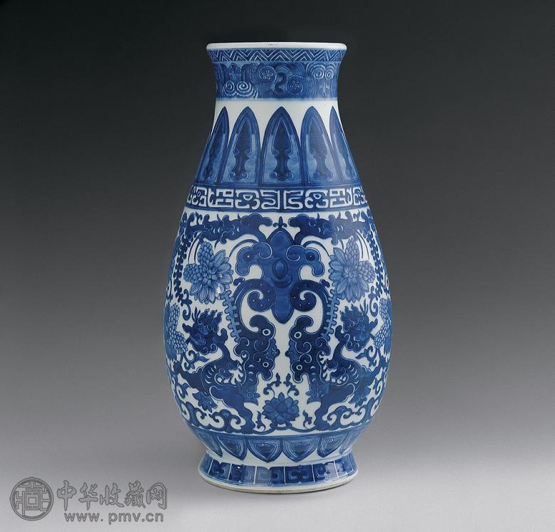 清光绪 青花花卉纹琵琶尊