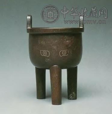 清 错金银兽面纹三足铜香炉