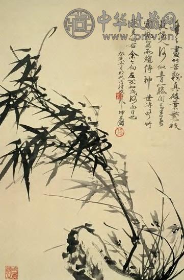 卢坤峰 兰竹图 立轴 墨色纸本