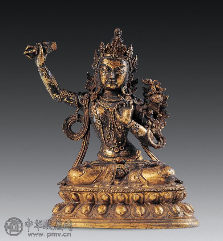 清 铜鎏金文殊菩萨像