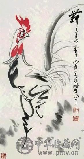 吕迈 舞鸡 镜心 设色纸本 吕迈 舞鸡 镜心 设色纸本