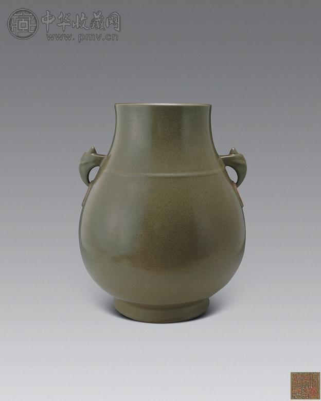 清乾隆 茶叶末釉双耳尊