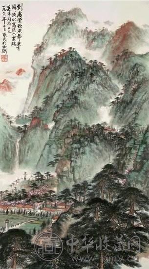 周怀民 1976年作 井冈山春色 立轴 设色纸本