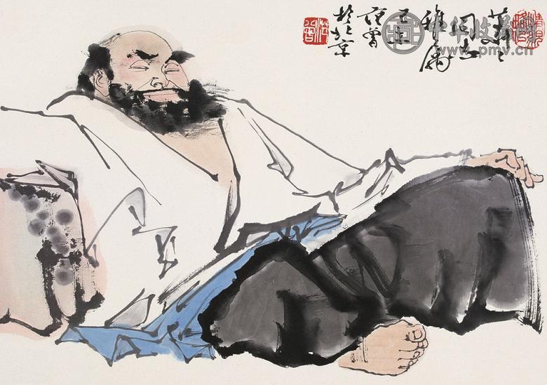 范曾 1979年作 达摩像 横幅 设色纸本