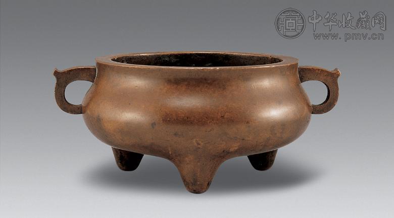 清中期 铜双耳三足炉