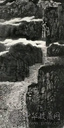 程大利 2003年作 峡江白练图 镜心 设色纸本