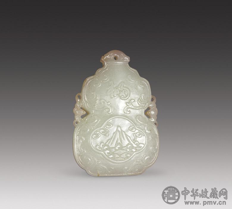 清 白玉“福禄”佩