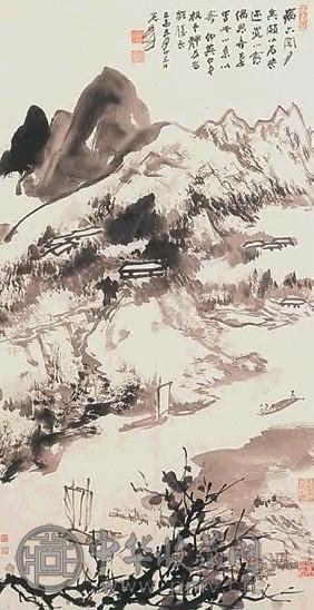 近现代 张大千 峡江扬帆 轴