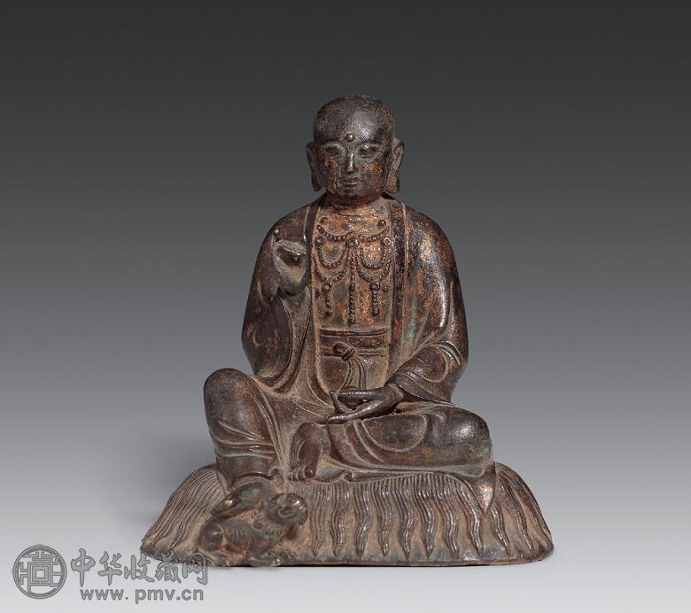 元 铜漆金伏虎罗汉像