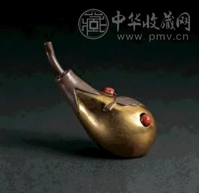 清代 铜鎏金茄子形鼻烟壶
