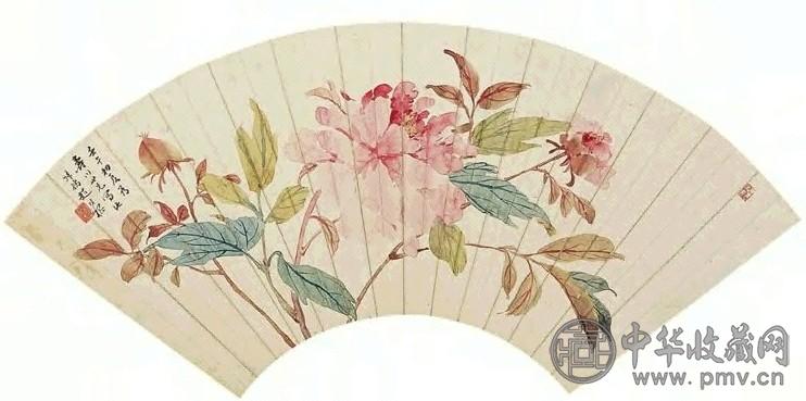 赵叔孺 1942年作 花卉 扇面 设色纸本