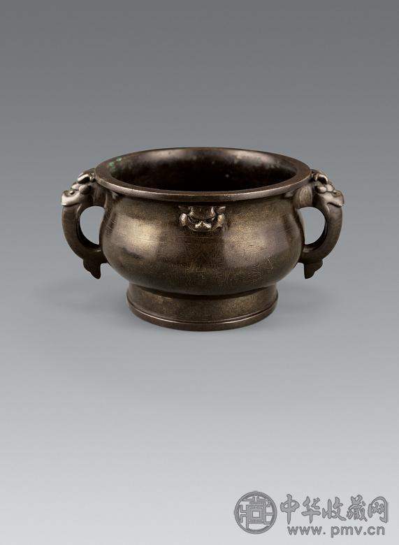 明 铜错银簋式炉