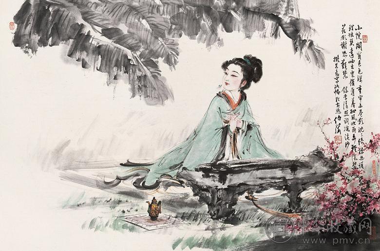 白伯骅 仕女 立轴 设色纸本