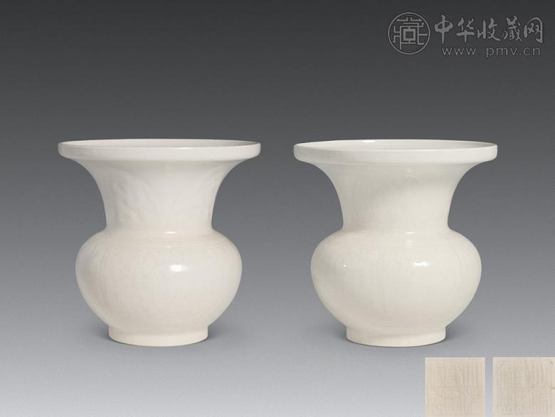 清乾隆 仿定釉暗刻饕餮纹尊(1对)