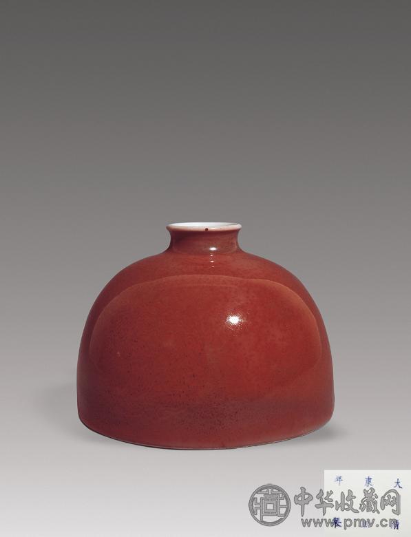 清康熙 豇豆红刻团龙纹太白尊