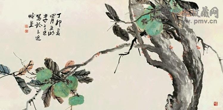 李上达 柿树 镜心 设色纸本