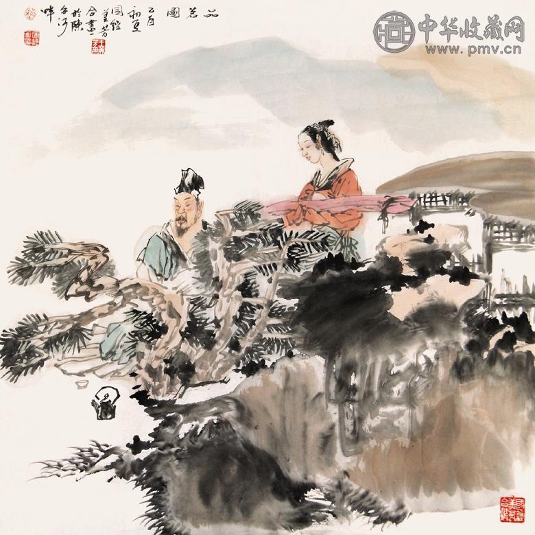 赵国经 王美芳 品茗图