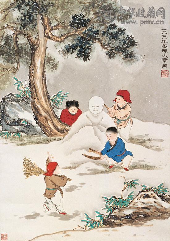 陈大章 1978年作 婴戏图 立轴 设色纸本