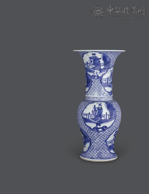 清康熙 青花开光八仙人物凤尾尊