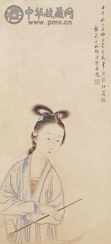 胡锡珪 1882年作 仕女 立轴 设色纸本