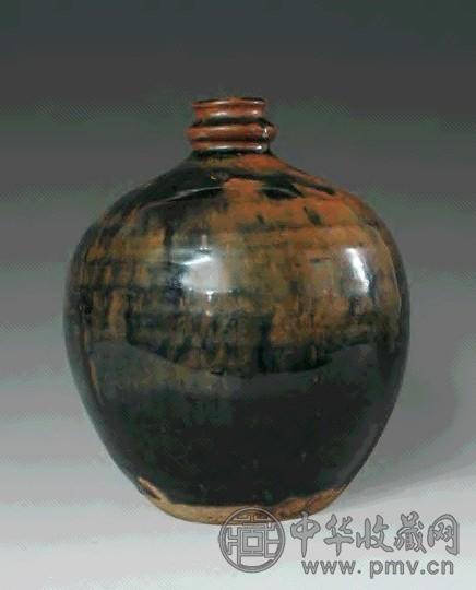 元 黑釉铁锈花罐