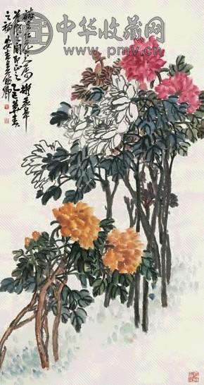 吴昌硕 1905年作 牡丹 立轴 设色纸本