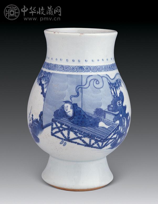 清 青花人物琵琶尊