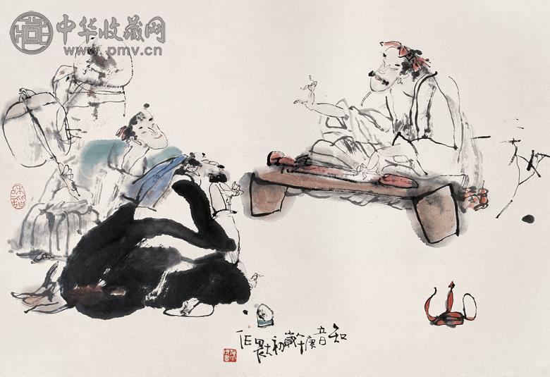 施大畏 知音图 镜心 设色纸本