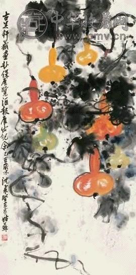 沈柔坚 乙丑(1985年)作 葫芦 镜心 设色纸本 沈柔坚 乙丑(1985年)作 葫芦 镜心 设色纸本