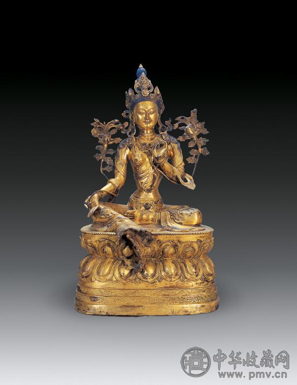 清 铜鎏金绿度母