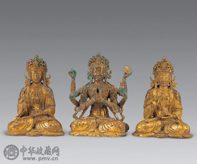 清中期 铜鎏金三世观音(3件)