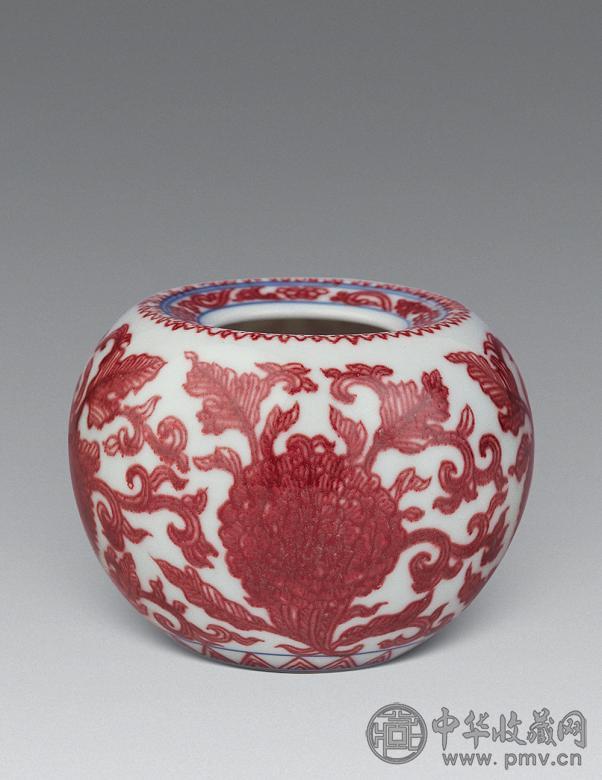 清康熙 青花釉里红苹果尊