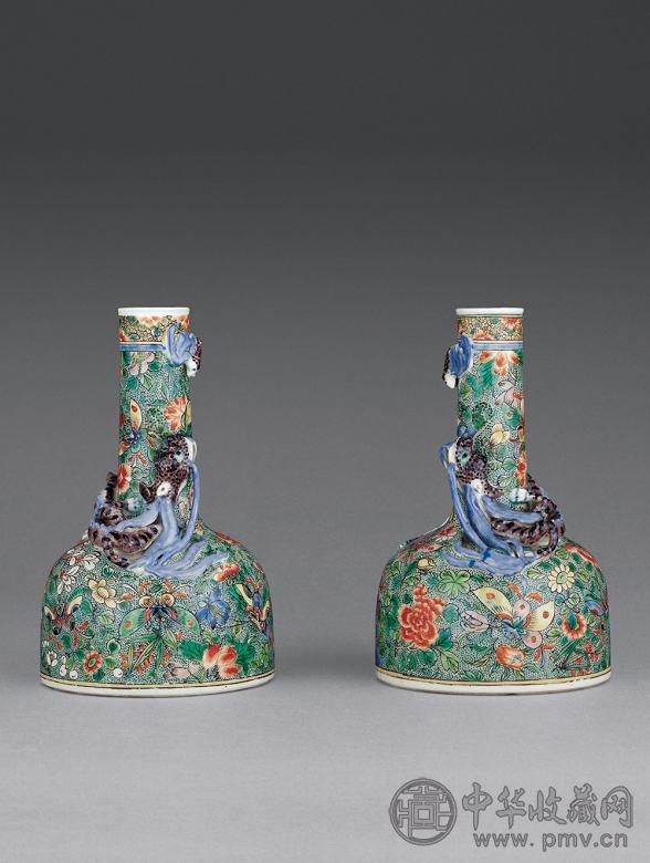 清 粉彩贴螭龙摇铃尊(1对)