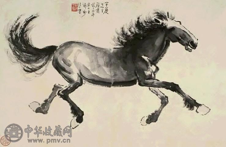 徐悲鸿1943年作奔马镜心水墨纸本收藏资讯|艺术家|书画家|书画名人|书法
