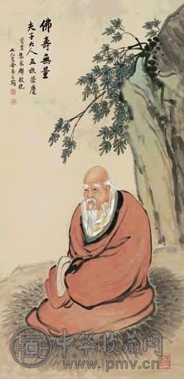 金梦石 佛寿无量 立轴 设色纸本