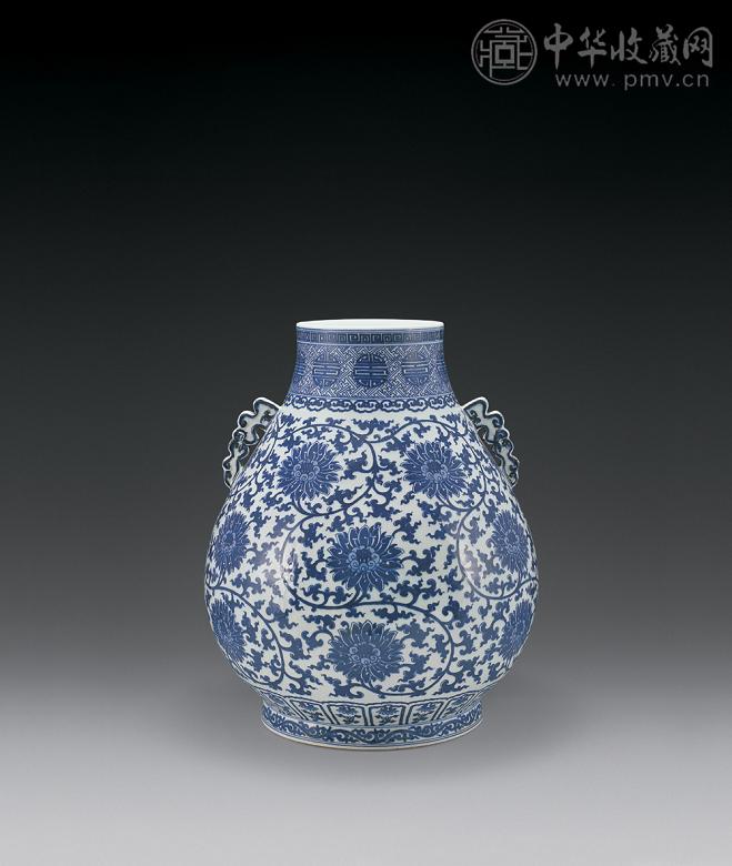 清光绪 青花缠枝莲鹿头尊