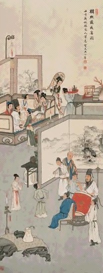 王仲华 夜宴图 立轴 设色纸本