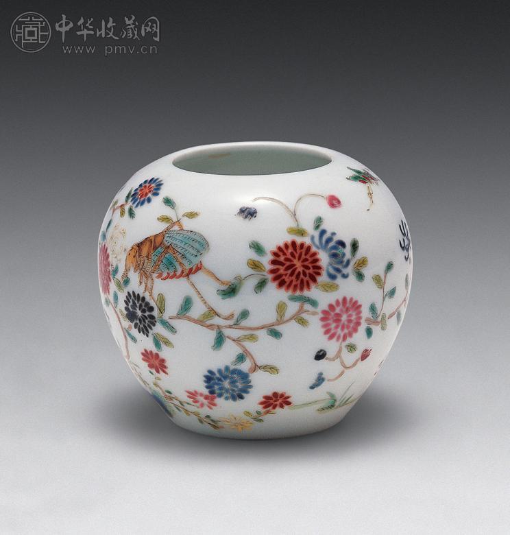 民国 仿珐琅彩花虫罐